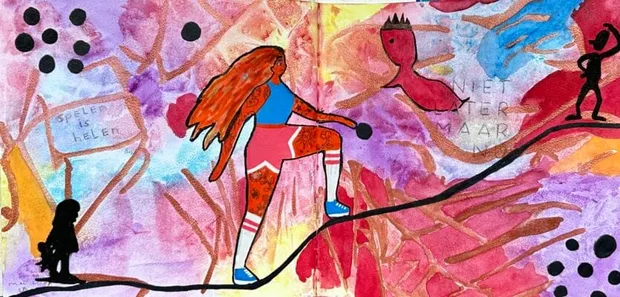 Pagina uit mijn art journal: spelen is helen